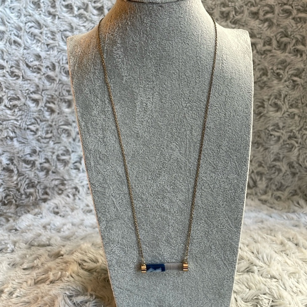 Mud Pie necklace, gold and blue